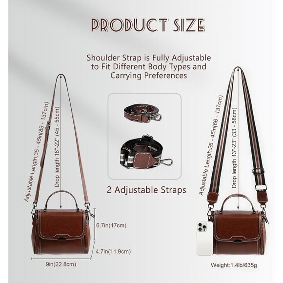 Compact Waxed Leather Crossbody Bag: Effortless Style & Organized Storage - Picture 6 of 6